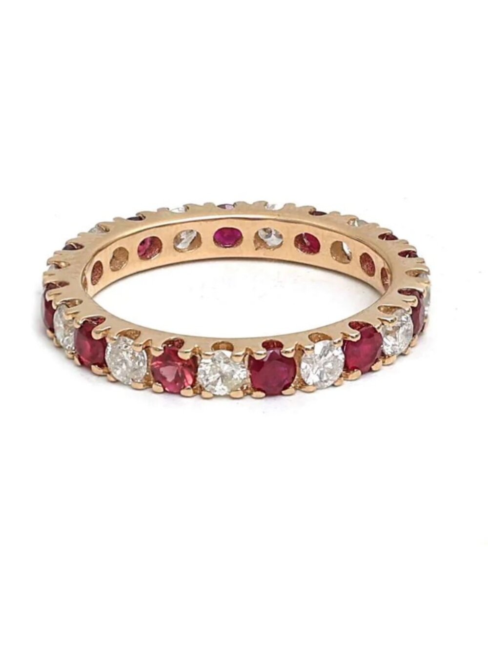 Ruby & Diamond Eternity 14K (18K Custom) Gold Band Ring